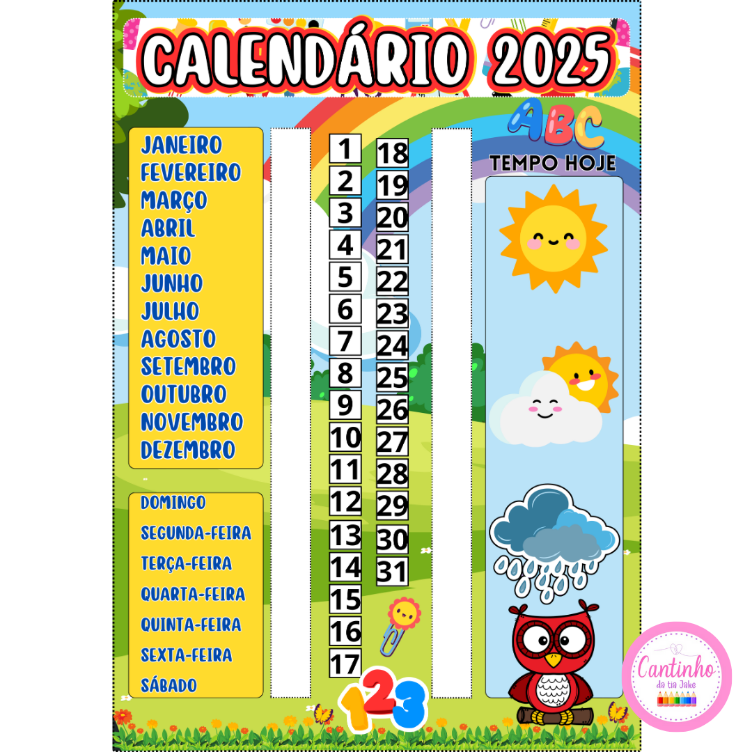 foto calendário arco-íris